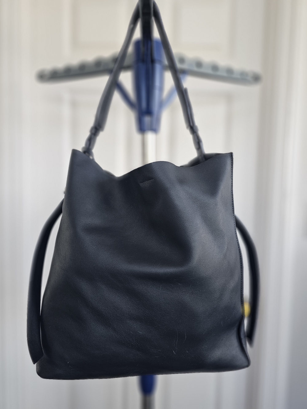Navy Blue Leather All Saints Tote Bag